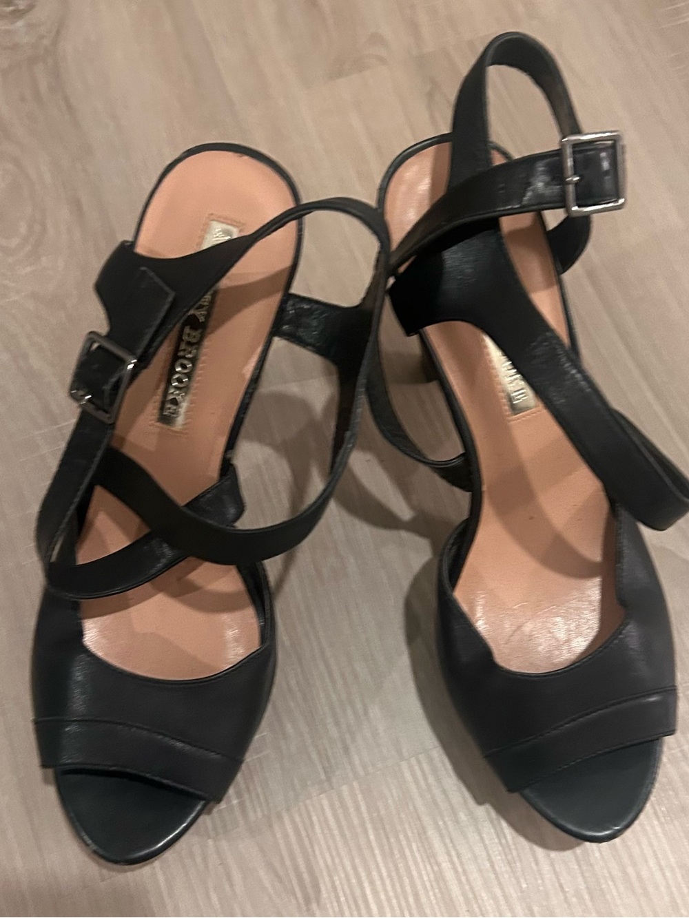 Black Strappy Slingback Heels - Women